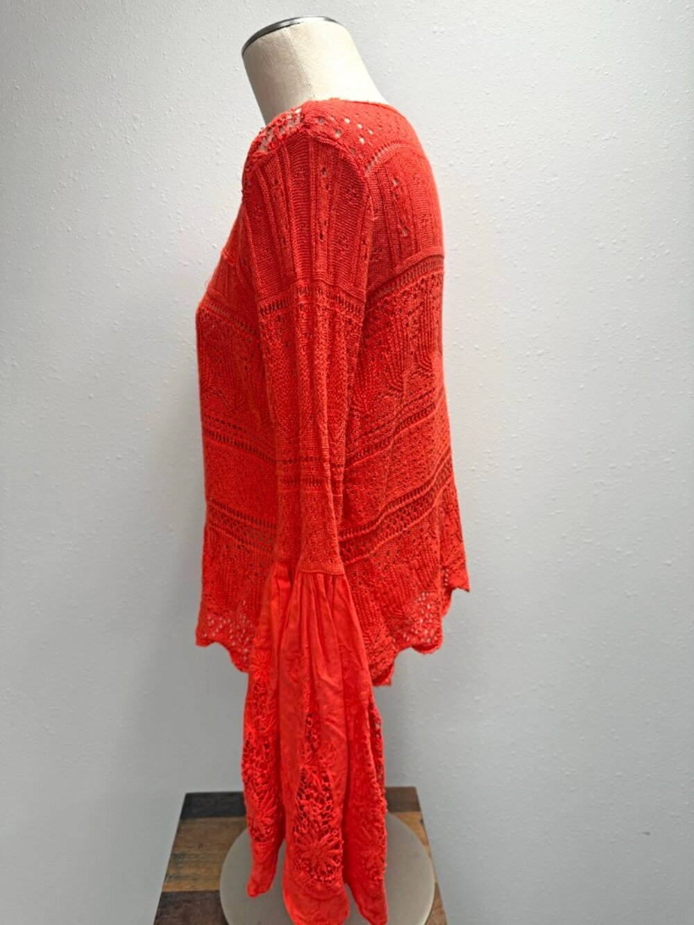 Free People Once Upon A Time Lace Crochet Bell Sleeve Top - Picture 9 of 14
